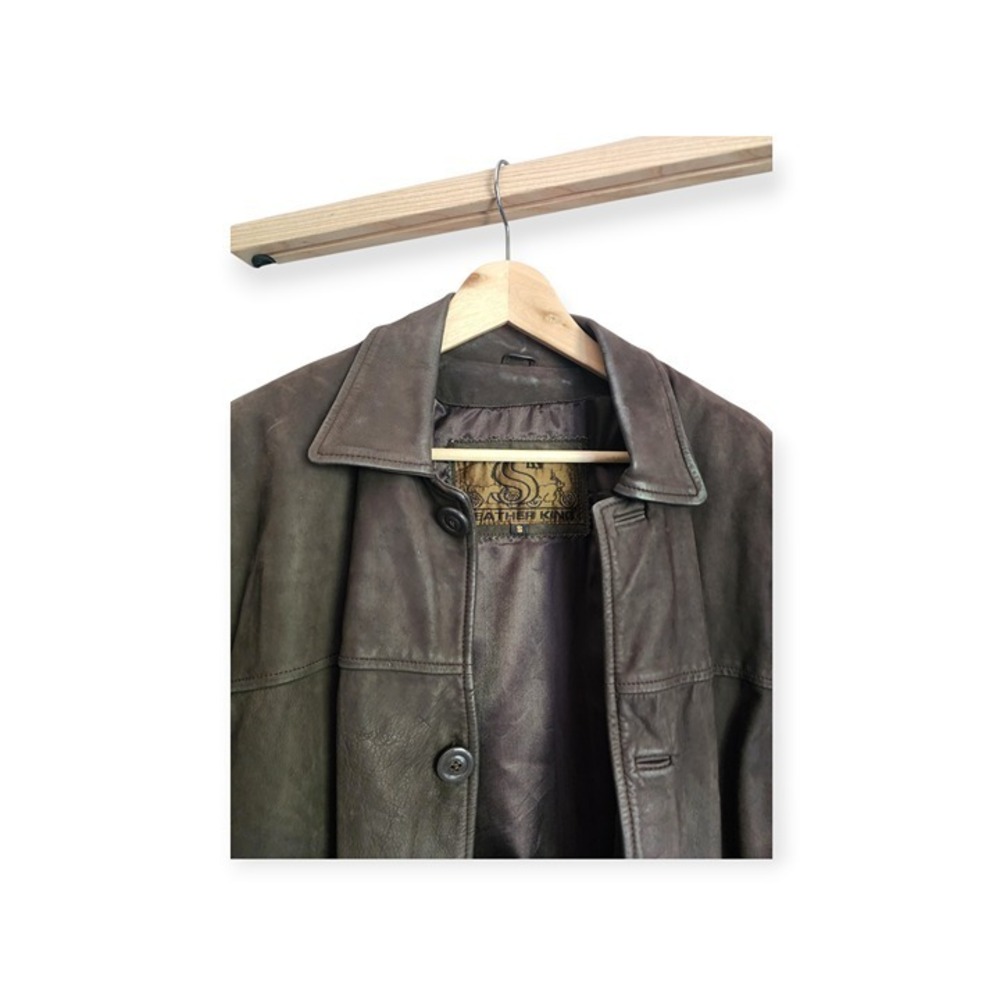 Vintage Leather King Men's Brown Genuine Leather Jacket Size Small Mens